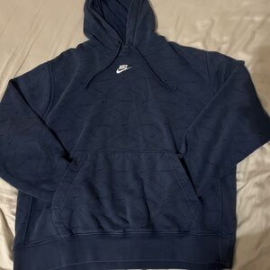 Vintage Dark Blue 90s Nike Center Swoop Logo Graphic Sweatshirt